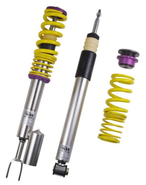 KW Variant 3 Coilover Kits 35210065 Kits, 3, 0.4 - 1.5 in. Lowered Front and Rear, Shocks, Yellow Powdercoated Springs, Audi, Kit thumbnail 2