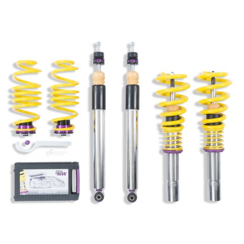 KW Variant 3 Coilover Kits for 2015-2023 MACAN, 2009-2017 Q5, 2014-2017 SQ5 - 35210090 Kits, 3, 1.6 3.1 in. Lowered Front, 1.8 3.3 in. Lowered Rear, Shocks, Yellow Powdercoated Springs, Audi, Porsche, Kit thumbnail 2