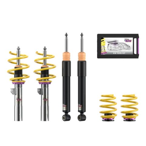 KW Variant 2 Coilover Kits 152200AG Kits, 2, 0.8 - 1.8 in. Lowered Front, 1.2 - 2.6 in. Lowered Rear, Natural/Yellow Shocks, Yellow Springs, MINI, Kit thumbnail 2