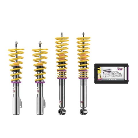 KW Variant 3 Coilover Kits 35220029 Kits, 3, 1.2 - 2.3 in. Lowered Front, 0.8 - 2.0 in. Lowered Rear, Shocks, Yellow Powdercoated Springs, BMW, Kit thumbnail 2