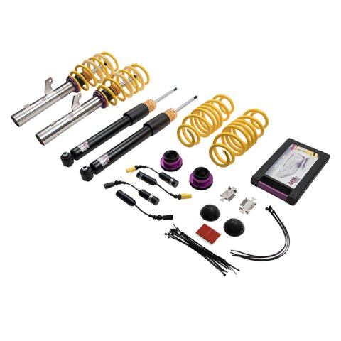 KW Variant 1 Coilover Kits for 2015-2020 S3 - 1021000T Kits, 1, 0.0 1.2 in. Lowered Front, 0.2 1.2 in. Lowered Rear, Natural/Purple Shocks, Yellow Springs, Audi, Kit thumbnail 2