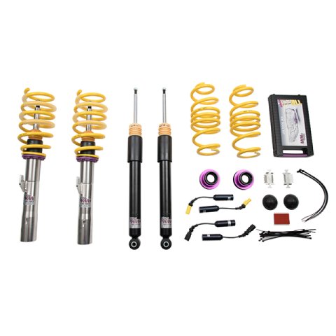 KW Variant 1 Coilover Kits for 2015-2020 S3 - 1021000T Kits, 1, 0.0 1.2 in. Lowered Front, 0.2 1.2 in. Lowered Rear, Natural/Purple Shocks, Yellow Springs, Audi, Kit thumbnail 3