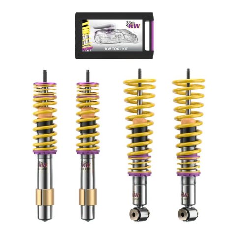 KW Variant 1 Coilover Kits 10220006 Kits, 1, 0.4 - 1.5 in. Lowered Front, 0.8 - 2.0 in. Lowered Rear, Natural/Purple Shocks, Yellow Springs, BMW, Kit thumbnail 2