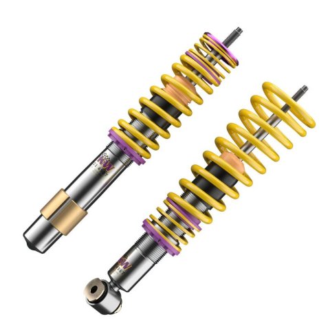 KW Variant 1 Coilover Kits 10220006 Kits, 1, 0.4 - 1.5 in. Lowered Front, 0.8 - 2.0 in. Lowered Rear, Natural/Purple Shocks, Yellow Springs, BMW, Kit thumbnail 9