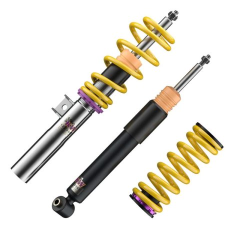 KW Variant 1 Coilover Kits 10271016 Kits, 1, 1.2 - 2.1 in. Lowered Front, 0.8 - 1.5 in. Lowered Rear, Natural/Purple Shocks, Yellow Springs, Porsche, Kit thumbnail 7