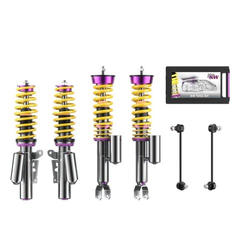 KW Variant 3 Coilover Kits 35271023 Kits, 3, 0.8 - 1.5 in. Lowered Front and Rear, Shocks, Yellow Powdercoated Springs, Porsche, Kit thumbnail 2