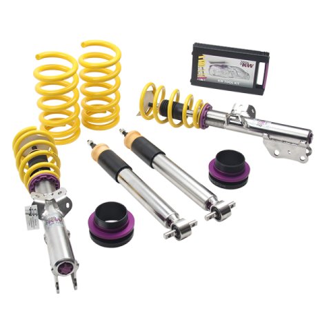 KW Variant 3 Coilover Kits for 2015-2017 MUSTANG - 35230065 Kits, 3, 1.2 2.0 in. Lowered Front, 0.8 1.5 in. Lowered Rear, Shocks, Yellow Powdercoated Springs, Ford, Kit thumbnail 2