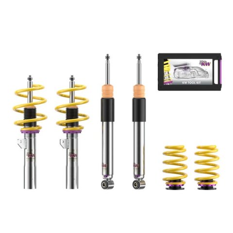 KW Variant 3 Coilover Kits 352200AT Kits, 3, 1.0 - 2.0 in. Lowered Front, 1.2 - 2.2 in. Lowered Rear, Shocks, Yellow Powdercoated Springs, MINI, Kit thumbnail 2