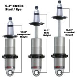 RideTech HQ Series Shocks 24169905 Coilover Shock, Series, Rear, Single Adjustable, Aluminum Body Polished, Monotube, 18.93 in Extended, 12.63 in. Collapsed, Each thumbnail 1