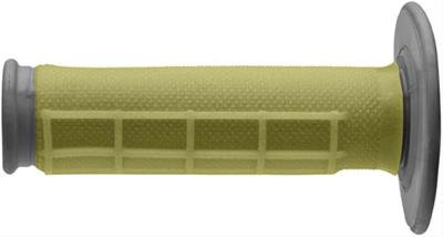 Renthal Dual Series Grips with Kevlar® G165 Grips, Compound Kevlar®, Thermo-plastic Elastomer, Gray/Yellow, Twist, 7/8 in. Bar Diameter, Pair