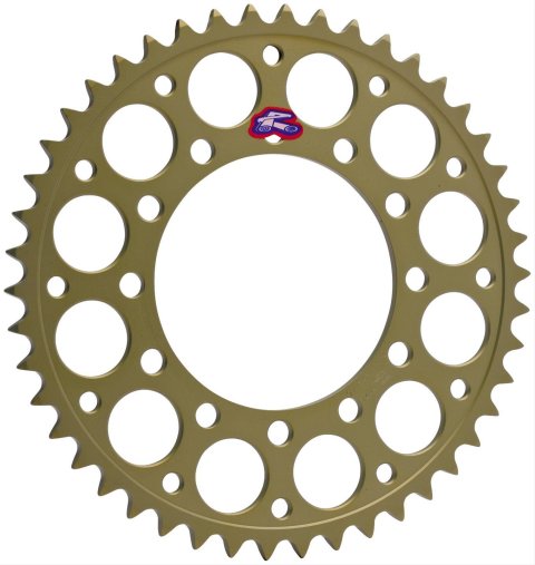 Renthal Ultralight Rear Sprockets 411U-525-43P-HA Sprocket, Rear, Aluminum, Gold Anodized, 43-Tooth, 525 Chain Size, for use on Honda®, Each