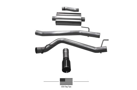 Corsa Sport Exhaust Systems for 2020-2023 GLADIATOR - 21060BLKUSA System, Sport, Cat-back, Single, 304 Stainless Steel, Natural, Driver Side Exit, Black USA Flag Etched Tip, Jeep, Kit