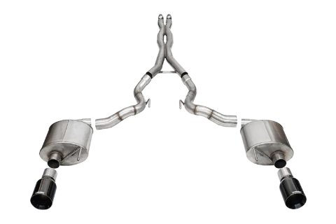 Corsa Sport Exhaust Systems for 2024 MUSTANG - 21275BLK System, Sport, Cat-Back, 304 Stainless, Natural, Black PVD Coated Tips, Straight Cut Tips, Convertible, Ford, Kit