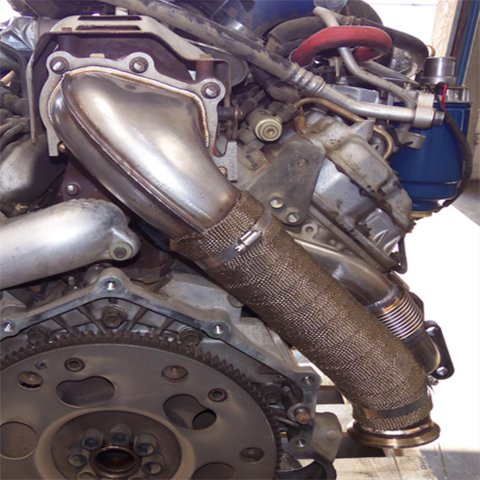Pacific Performance Engineering Exhaust Downpipes 117000400 Downpipe, Exhaust, 304 Stainless, Natural, 3 in. Outlet, PPE Titanium Wrap, Chevy, GMC, 6.6L, LB7, Federal Emissions, Each thumbnail 8