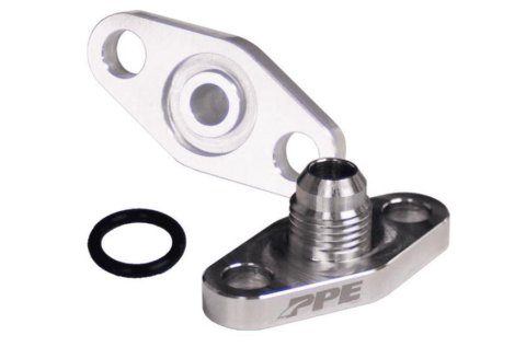 Pacific Performance Engineering Turbocharger Oil Feed Line Adapters 516001000 Adapter, Turbo Feed, T4 Series, -6 AN Male Thread, Aluminum, Natural, Each