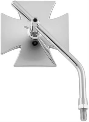 Biker's Choice Mirrors 488736 Mirrors, Maltese Cross, Convex, Chrome Housing, 4 in. Width, 4 in. Height, Harley-Davidson®, Each thumbnail 1