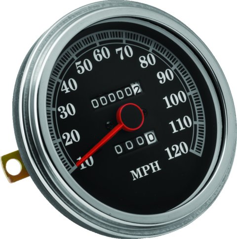 Biker's Choice 5 in. FL Type Speedometers 490043 Gauge, Speedometer, Type, Analog, 0-120 mph, in., Black Face, Electrical, Harley-Davidson®, Each thumbnail 2