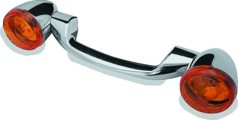 Biker's Choice Rear Turn Signals and Bars 491156 Signal Bar, Amber Lens, Steel, Chrome, Harley-Davidson®, Pair thumbnail 2