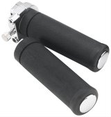 Biker's Choice Throttle Assemblies with Grips 410302 Grips, Steel, Chrome, Twist, 1 in. Bar Diameter, Harley-Davidson®, Pair thumbnail 1