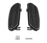 Biker's Choice Floorboards 491325 Floorboards, Raised Tri-line Style, Aluminum, Black Anodized, Harley-Davidson®, Pair thumbnail 1