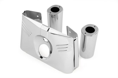 Biker's Choice Fork Tins 491363 Tins, Exterior Trim Accents, Bolt-on, Steel, Chrome, Harley-Davidson®, Kit thumbnail 1