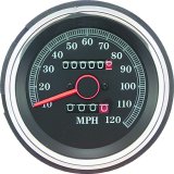 Biker's Choice Replacement Speedometers 493980 Gauge, Speedometer, Replacement, Analog, 0-120 mph, 4 1/2 in., Black Face, Electrical, Harley-Davidson®, Each thumbnail 2