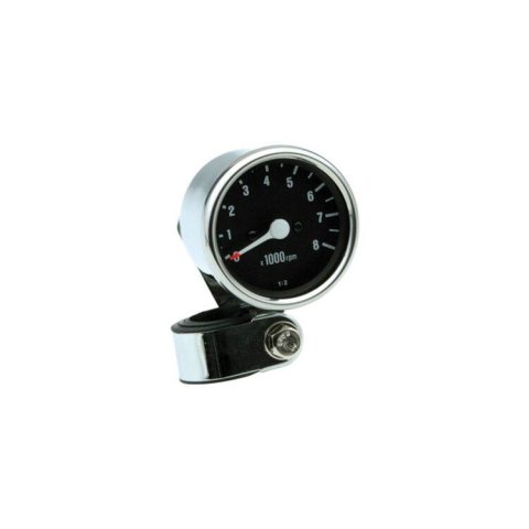 Biker's Choice Mechanical Mini Tachometers 493316 Powersports Gauges, Tachometer, Analog, 2.50 in. Diameter, Chrome, Black, White Numbers and Pointers, Chrome Clamp, Harley-Davidson®, Sportster, Each thumbnail 3