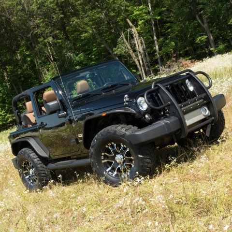 Aries Automotive Big Step 4 in. Round Side Bars AL231008 Bars, Step, Diameter, Aluminum, Black Textured Powdercoated, Jeep, Pair thumbnail 1