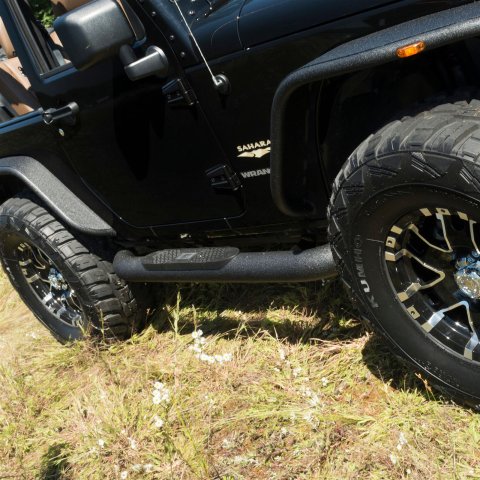 Aries Automotive Big Step 4 in. Round Side Bars AL231008 Bars, Step, Diameter, Aluminum, Black Textured Powdercoated, Jeep, Pair thumbnail 2
