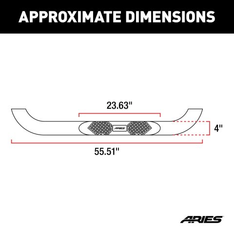 Aries Automotive Big Step 4 in. Round Side Bars AL231008 Bars, Step, Diameter, Aluminum, Black Textured Powdercoated, Jeep, Pair thumbnail 3