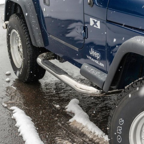Aries Automotive 3 in. Round Side Bars for 1987-2006 WRANGLER - 35600-2 Step Bars, Diameter, Stainless Steel, Polished, Jeep, Pair