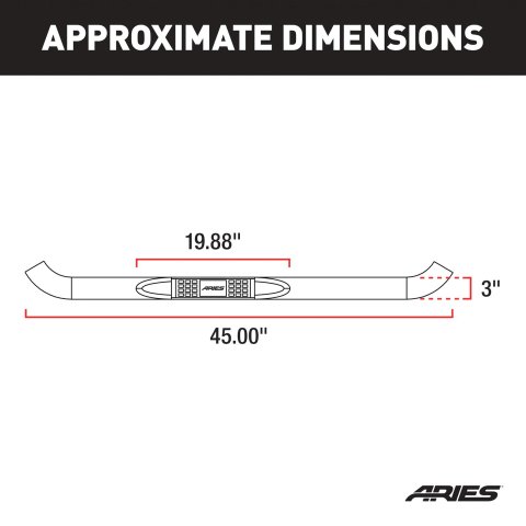 Aries Automotive 3 in. Round Side Bars 204036-2 Step Bars, 3" Round, 1967-72 PU REG CAB 4WD