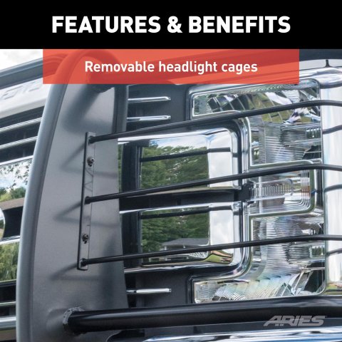 Aries Automotive Grille Guards for 2019-2023 RANGER - 3069 Guards, Bull Bar, Black, Ford, W/Led, Each thumbnail 1
