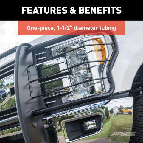 Aries Automotive Grille Guards for 2019-2023 RANGER - 3069 Guards, Bull Bar, Black, Ford, W/Led, Each thumbnail 3