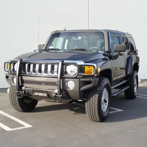 Aries Automotive 3 in. Round Side Bars 204076 Step Bars, Diameter, Steel, Black Powdercoated, Hummer, Pair thumbnail 1