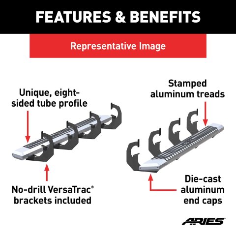 Aries Automotive AdvantEDGE 5.5 in. Side Bars for 2020-2024 EXPLORER - 2555054 Nerf and Step Bars, Bars, Aluminum, Chrome Powdercoated, 75.00 Length, Ford, Pair thumbnail 5