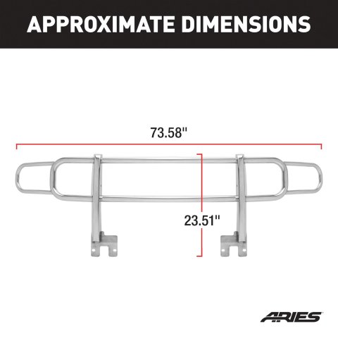 Aries Automotive Grille Guards for 2006-2010 H3, 2009-2010 H3T - 4077-2 Guard, Brush Guard, Stainless Steel, Polished, Hummer, Each thumbnail 2