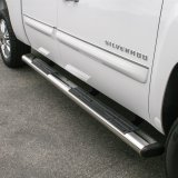 Aries Automotive 6 in. Oval Side Bars 4444003 Step Bars, Stainless Steel, Polished, 6.00 Diameter, 91.00 Length, Chevrolet, GMC, Pair thumbnail 1