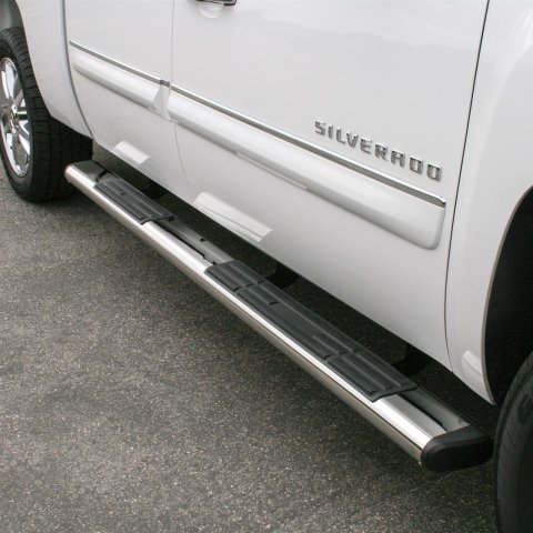 Aries Automotive 6 in. Oval Side Bars 4444003 Step Bars, Stainless Steel, Polished, 6.00 Diameter, 91.00 Length, Chevrolet, GMC, Pair