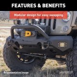 Aries Automotive TrailChaser Front Bumper with Corner and Brush Guards for 2020-2024 GLADIATOR, 2018-2024 WRANGLER - 2082084 Bumpers, Fabricated, Steel, Black Powdercoated, Textured, Front, Center Section, Guards, Guard, Jeep, Kit thumbnail 1