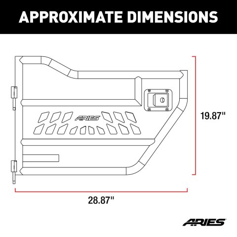 ARIES Automotive Doors 25009 Tube Doors, 2007-15 JK /REAR/BLK ALUM thumbnail 7