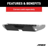 Aries Automotive TrailChaser Rear Bumpers for 2018-2024 WRANGLER - 2081024 Bumpers, Steel, Black Powdercoated, Textured, Fabricated, Rear, Center Section, Jeep, Each thumbnail 4