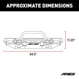 Aries Automotive TrailChaser Front Bumper with Corner and Brush Guards for 2020-2024 GLADIATOR, 2018-2024 WRANGLER - 2082098 Bumpers, Fabricated, Aluminum, Black Powdercoated, Textured, Front, Center Section, Guards, Guard, Jeep, Kit thumbnail 2
