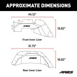 Aries Automotive Jeep Inner Fender Liners for 2018-2024 WRANGLER - 2500650 Wheel Housing, Aluminum, Black Powdercoated, Front, Rear, Jeep, Set of 4 thumbnail 7