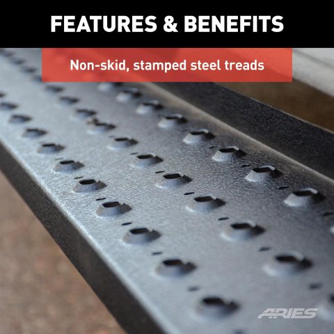 Aries Automotive RidgeStep Running Boards 2055541 Boards, Chevy, GMC, Crew, Black, 2055105 & C2891, Pair thumbnail 7