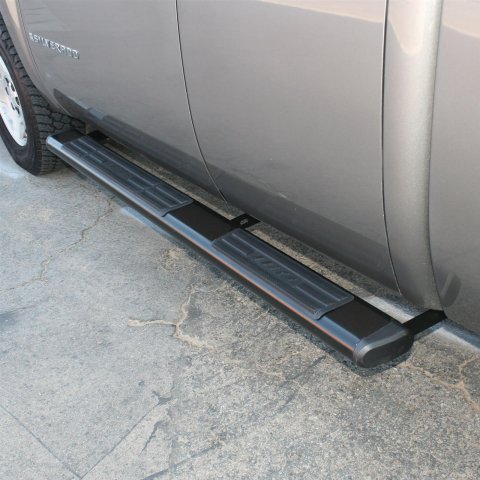 Aries Automotive 6 in. Oval Side Bars 4445003 Step Bars, Aluminum, Black Powdercoated, Gloss, 6.00 Diameter, 91.00 Length, Chevrolet, GMC, Pair