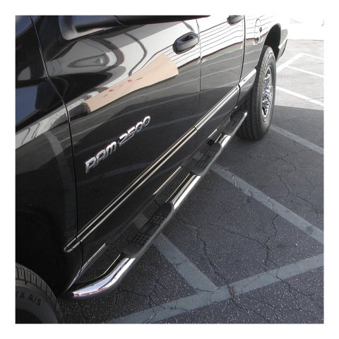 Aries Automotive 3 in. Round Side Bars for 2003-2009 RAM 3500, 2500, 2002-2008 1500 - 205008-2 Step Bars, Diameter, Stainless Steel, Polished, Dodge, Pair