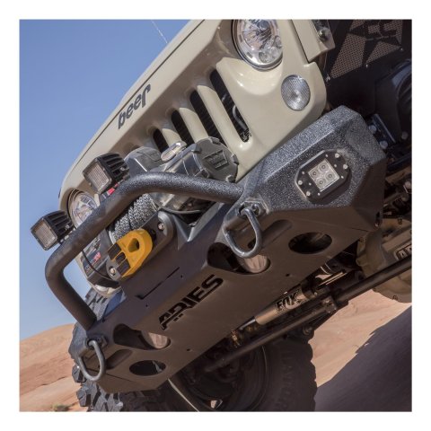 Aries Automotive TrailChaser Front Bumper with Corner and Brush Guards for 2007-2017 WRANGLER, 2018 WRANGLER JK - 2082056 Bumpers, Fabricated, Steel, Black Powdercoated, Textured, Front, Center Section, Guards, Guard, Jeep, Kit thumbnail 3