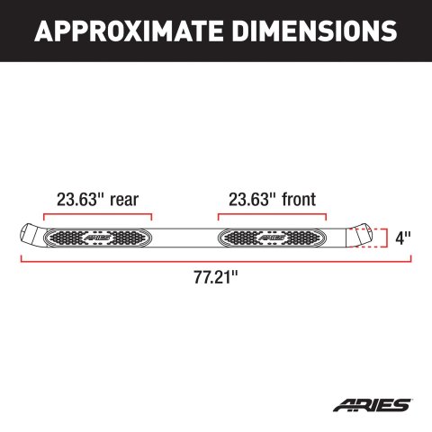 Aries Automotive 4 in. Oval Side Bars S225040 Step Bars, Steel, Black Powdercoated, Gloss, 4.00 Diameter, 77.210 Length, Dodge, Pair thumbnail 1
