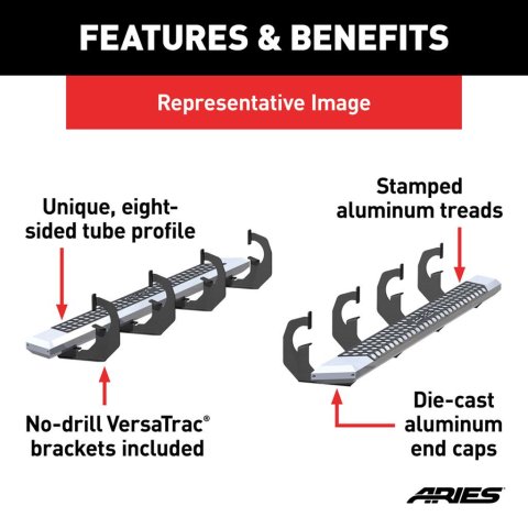 Aries Automotive AdvantEDGE 5.5 in. Side Bars for 2011-2024 DURANGO - 2555053 Step Bars, Aluminum, Chrome, Powdercoated, 5.500 Diameter, 75.00 Length, Dodge, Pair thumbnail 5